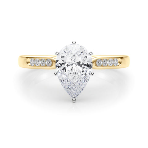 Yellow gold Pear Cut Channel Set Solitaire Engagement Ring with Four-Prong Setting 1