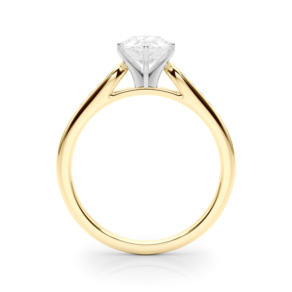 Yellow gold Pear Cut Channel Set Solitaire Engagement Ring with Four-Prong Setting 2