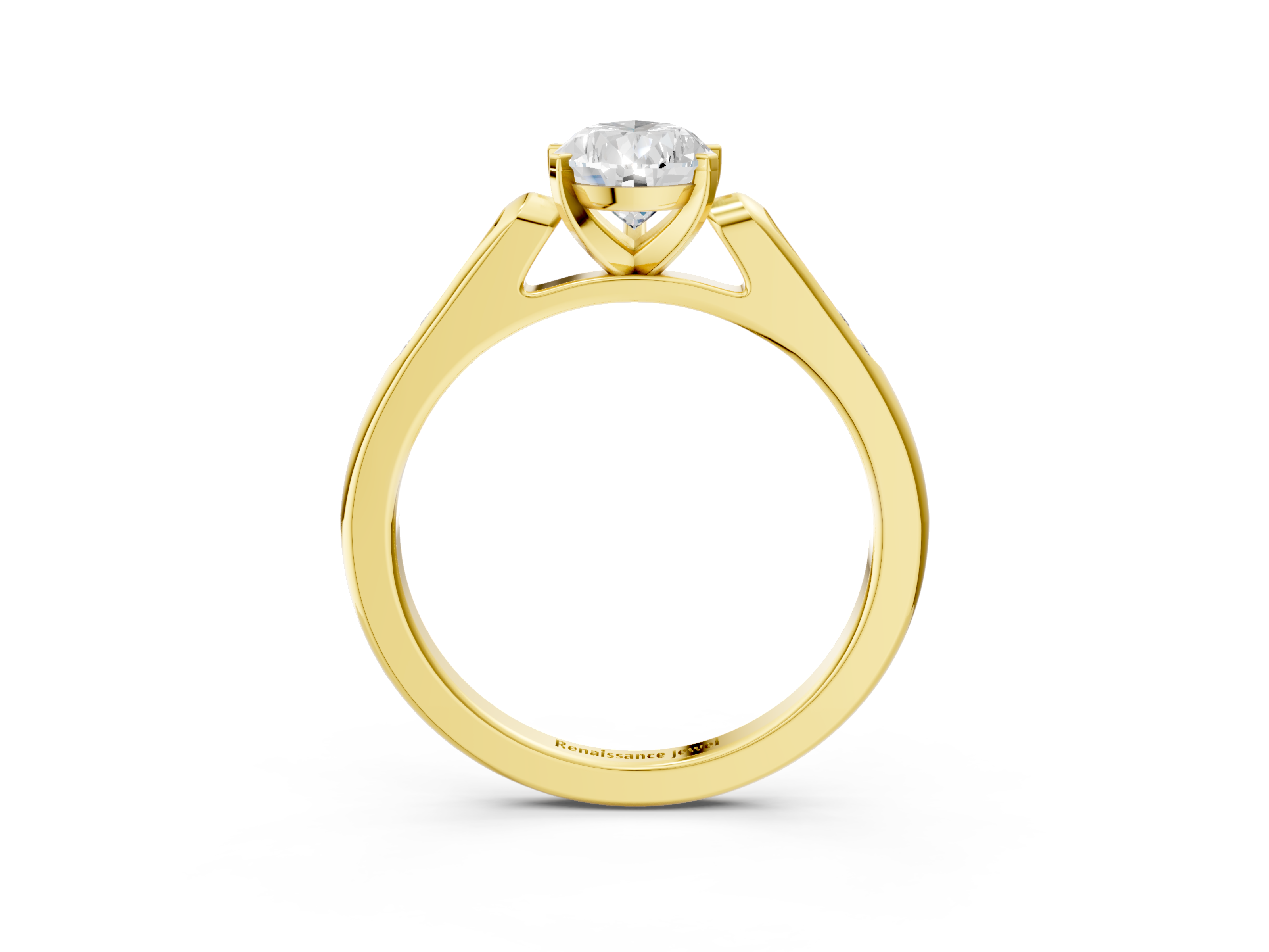 Yellow gold Pear Cut Channel Set Solitaire Engagement Ring with Four-Prong Setting_232