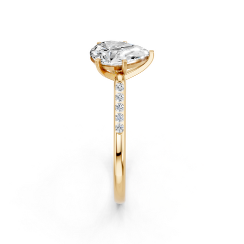 Yellow gold Pear Cut Channel Set Solitaire Engagement Ring with Four-Prong Setting_82