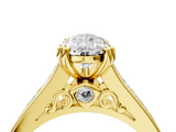 Yellow gold Pear Cut Channel Set Solitaire Engagement Ring with Prong Setting_37