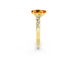 Yellow gold Pear Cut Citrine Cluster Side Stone Solitaire Ring with Prong Setting_26