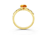 Yellow gold Pear Cut Citrine Cluster Side Stone Solitaire Ring with Prong Setting_27