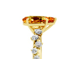 Yellow gold Pear Cut Citrine Cluster Side Stone Solitaire Ring with Prong Setting_29