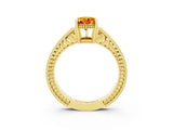 Yellow gold Pear Cut Citrine Engagement Ring with Milgrain Channel Set Band and Prong Setting_3