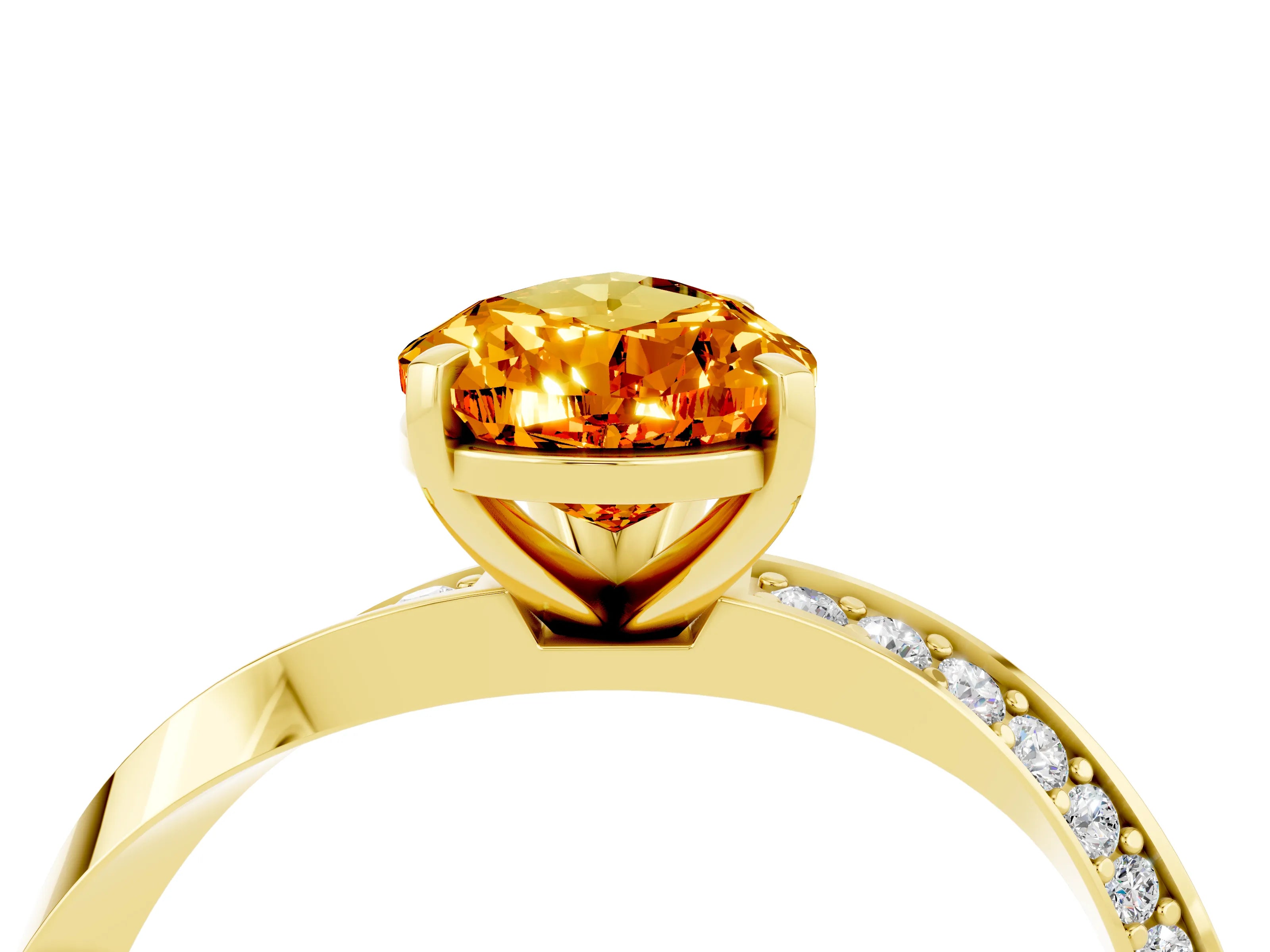 Yellow gold Pear Cut Citrine Engagement Ring with Side Stone Accents and Four-Prong Setting_31