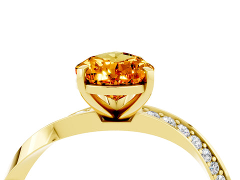 Yellow gold Pear Cut Citrine Engagement Ring with Side Stone Accents and Four-Prong Setting_31