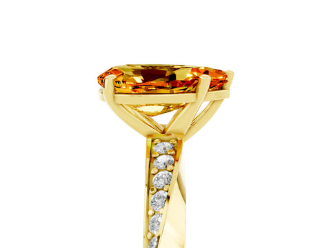 Yellow gold Pear Cut Citrine Engagement Ring with Side Stone Accents and Four-Prong Setting_32