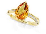 Yellow gold Pear Cut Citrine Engagement Ring with Side Stone Accents and Four-Prong Setting_61