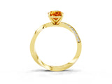 Yellow gold Pear Cut Citrine Engagement Ring with Side Stone Accents and Four-Prong Setting_63
