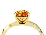Yellow gold Pear Cut Citrine Engagement Ring with Side Stone Accents and Four-Prong Setting_64