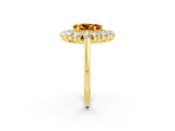 Yellow gold Pear Cut Citrine Floral Double Halo Engagement Ring with Prong Setting_62