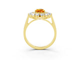 Yellow gold Pear Cut Citrine Floral Double Halo Engagement Ring with Prong Setting_63