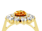 Yellow gold Pear Cut Citrine Floral Double Halo Engagement Ring with Prong Setting_64