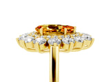 Yellow gold Pear Cut Citrine Floral Double Halo Engagement Ring with Prong Setting_65