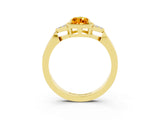 Yellow gold Pear Cut Citrine Halo Ring with Tapered Band and Four-Prong Setting_3