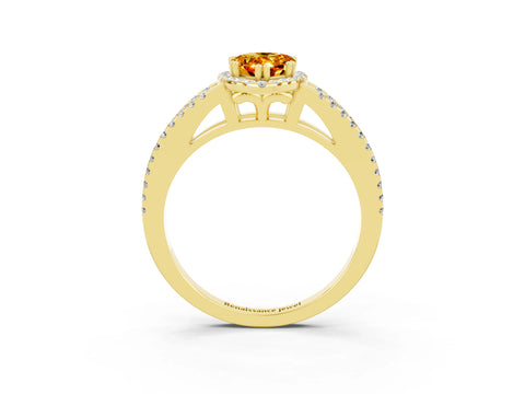 Yellow gold Pear Cut Citrine Halo Split Shank Engagement Ring_15