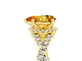 Yellow gold Pear Cut Citrine  Halo Twist Band Solitaire Prong Setting Ring_41