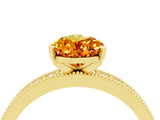 Yellow gold Pear Cut Citrine Milgrain Pavé Engagement Ring with Four-Prong Setting_4