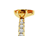 Yellow gold Pear Cut Citrine Pavé Solitaire Ring with Round Band and Prong Setting_17