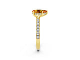 Yellow gold Pear Cut Citrine Pave Band Solitaire Ring with Four-Prong Setting_26