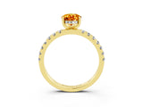 Yellow gold Pear Cut Citrine Pave Band Solitaire Ring with Four-Prong Setting_27