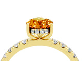 Yellow gold Pear Cut Citrine Pave Band Solitaire Ring with Four-Prong Setting_28