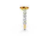 Yellow gold Pear Cut Citrine Prong Setting with Side Stones on a Pave Band_2