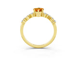 Yellow gold Pear Cut Citrine Scattered Round Accent Ring with Prong Setting_15