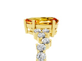 Yellow gold Pear Cut Citrine Scattered Round Accent Ring with Prong Setting_17