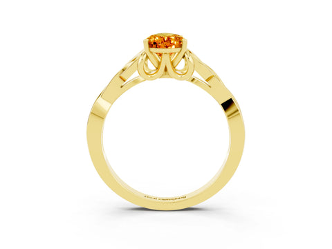 Yellow gold Pear Cut Citrine Solitaire Celtic Knot Ring with Four-Prong Setting_15