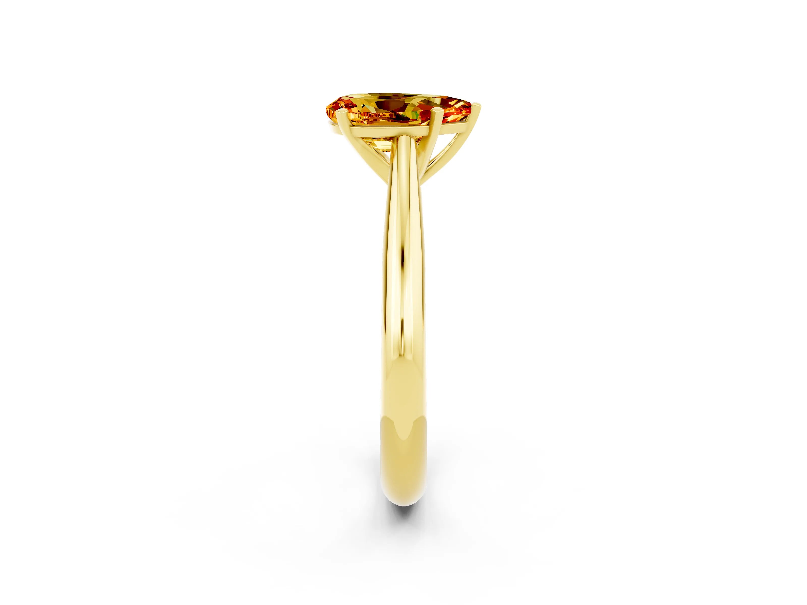 Yellow gold Pear Cut Citrine Solitaire Engagement Ring with Cathedral Setting and Four-Prong Mount_14