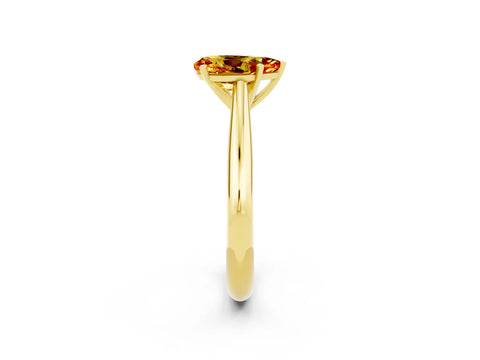 Yellow gold Pear Cut Citrine Solitaire Engagement Ring with Cathedral Setting and Four-Prong Mount_14