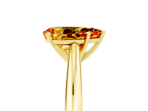 Yellow gold Pear Cut Citrine Solitaire Engagement Ring with Cathedral Setting and Four-Prong Mount_17