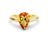 Yellow gold Pear Cut Citrine Solitaire Engagement Ring with Cathedral Setting and Four-Prong Mount_18