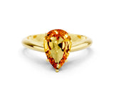 Yellow gold Pear Cut Citrine Solitaire Engagement Ring with Cathedral Setting and Four-Prong Mount_24