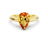 Yellow gold Pear Cut Citrine Solitaire Engagement Ring with Cathedral Setting and Four-Prong Mount_78