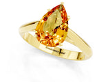 Yellow gold Pear Cut Citrine Solitaire Engagement Ring with Cathedral Setting and Four-Prong Mount_79