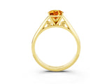 Yellow gold Pear Cut Citrine Solitaire Engagement Ring with Cathedral Setting and Four-Prong Mount_81