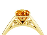 Yellow gold Pear Cut Citrine Solitaire Engagement Ring with Cathedral Setting and Four-Prong Mount_82