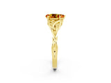 Yellow gold Pear Cut Citrine Solitaire Engagement Ring with Celtic Knot Band and Four-Prong Setting_2