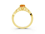 Yellow gold Pear Cut Citrine Solitaire Engagement Ring with Celtic Knot Band and Four-Prong Setting_3