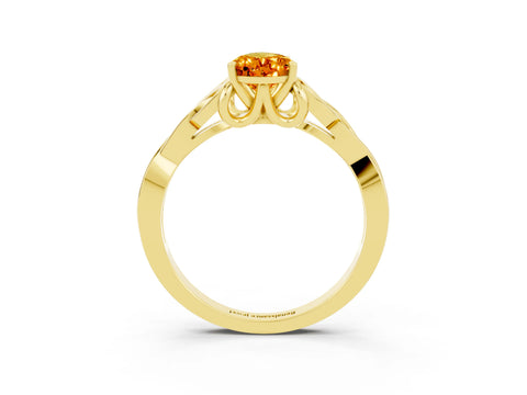 Yellow gold Pear Cut Citrine Solitaire Engagement Ring with Celtic Knot Band and Four-Prong Setting_3