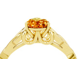 Yellow gold Pear Cut Citrine Solitaire Engagement Ring with Celtic Knot Band and Four-Prong Setting_4