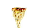 Yellow gold Pear Cut Citrine Solitaire Engagement Ring with Celtic Knot Band and Four-Prong Setting_5