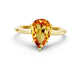 Yellow gold Pear Cut Citrine Solitaire Engagement Ring with Classic Band and Four-Prong Setting_24