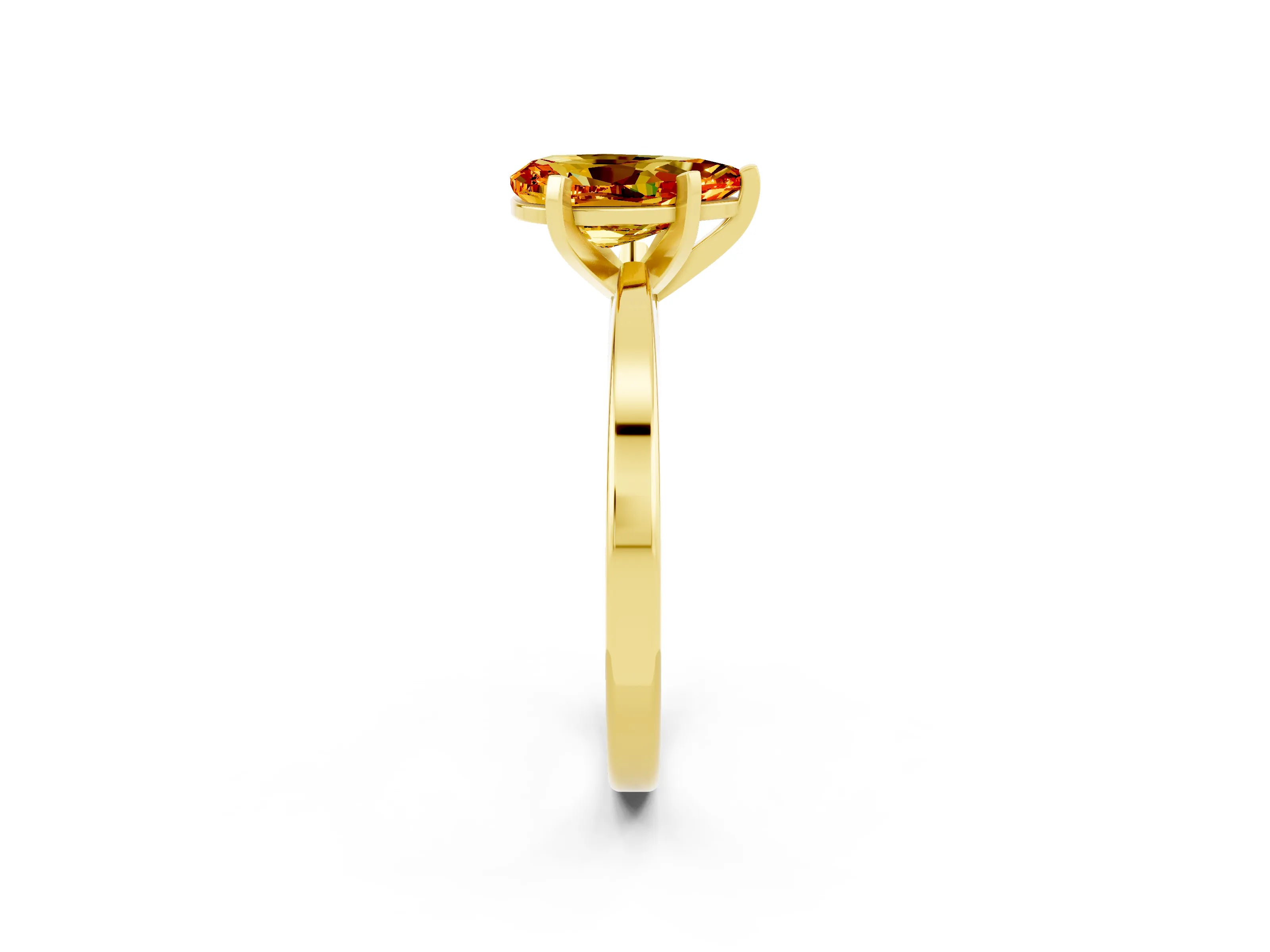 Yellow gold Pear Cut Citrine Solitaire Engagement Ring with Classic Band and Four-Prong Setting_26