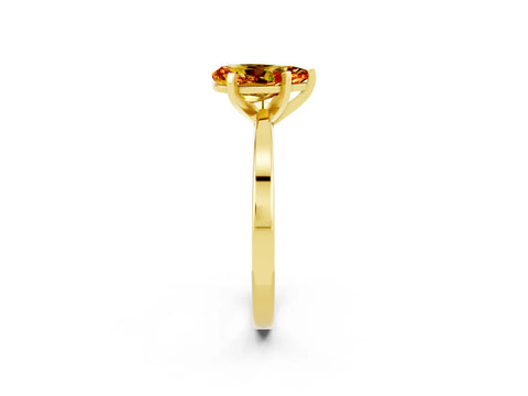 Yellow gold Pear Cut Citrine Solitaire Engagement Ring with Classic Band and Four-Prong Setting_26