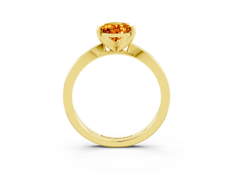 Yellow gold Pear Cut Citrine Solitaire Engagement Ring with Classic Band and Four-Prong Setting_27