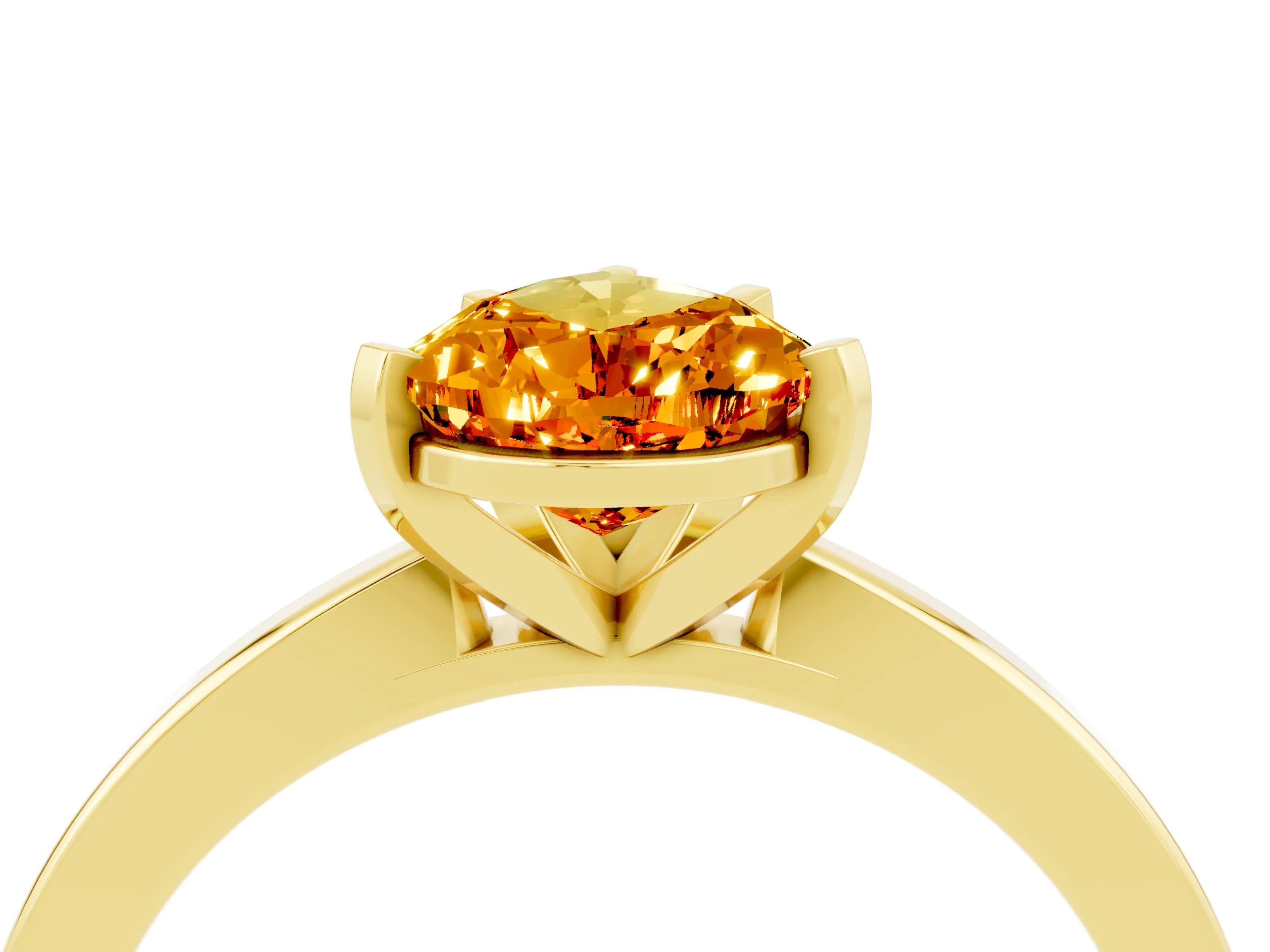 Yellow gold Pear Cut Citrine Solitaire Engagement Ring with Classic Band and Four-Prong Setting_28